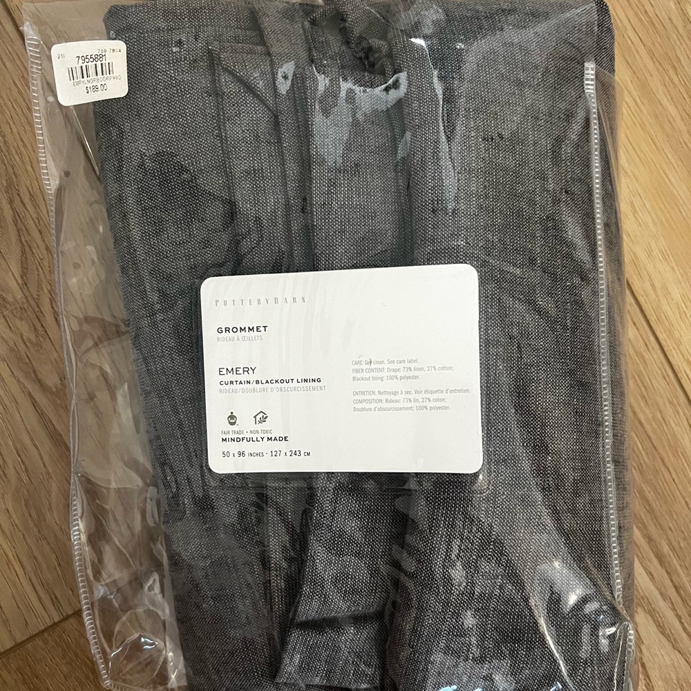 Pottery Barn Emery Charcoal Blackout Grommet Curtain